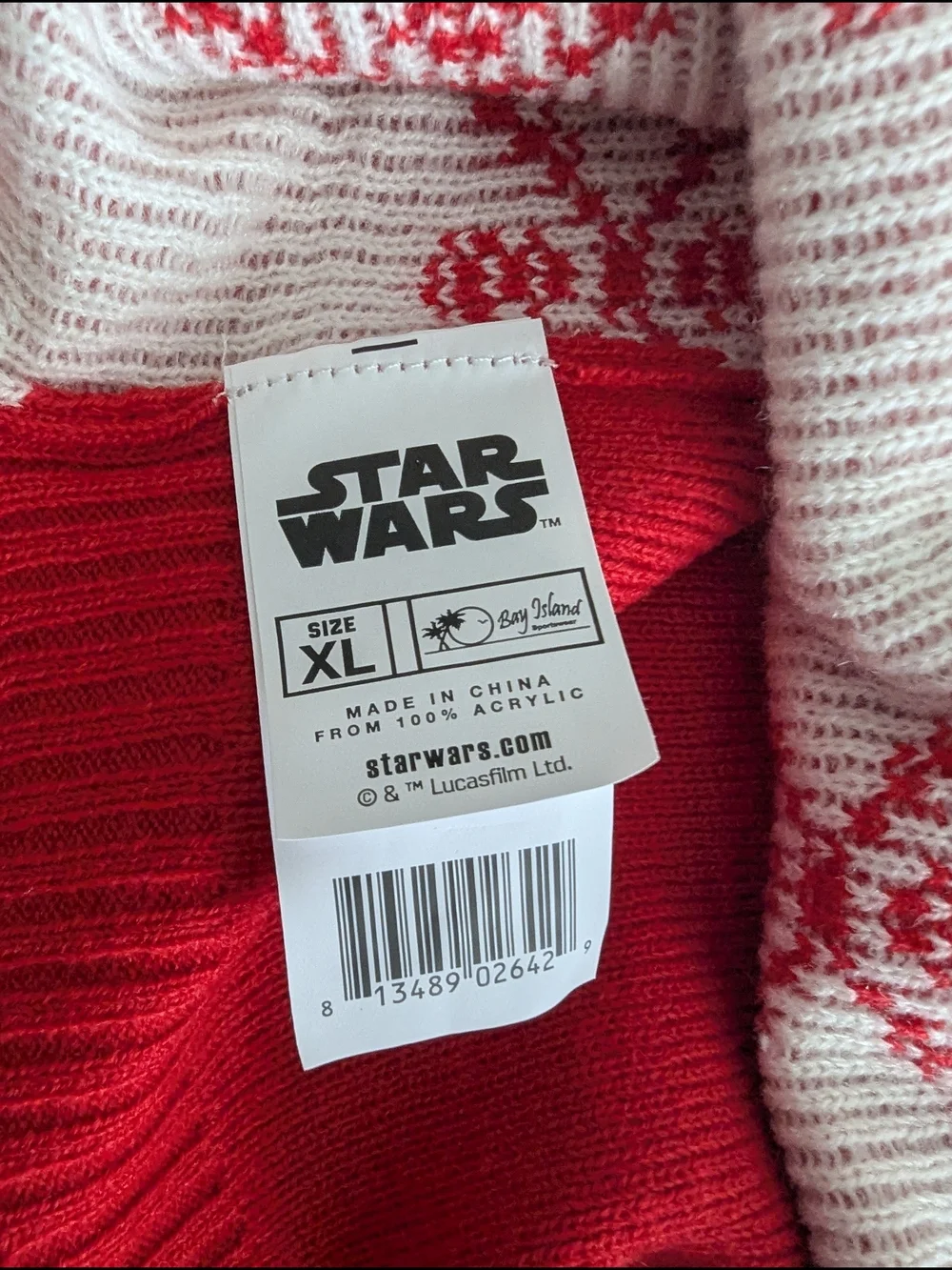 Star Wars Grogu Baby Yoda Christmas Dog Sweater Red Snowflake XL NWT